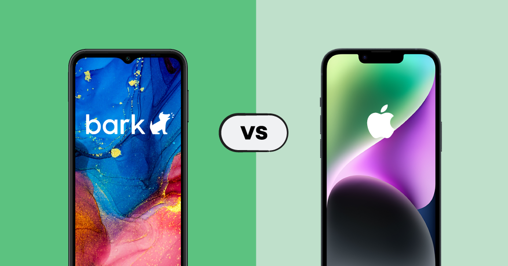 graphic of bark phone vs iphone