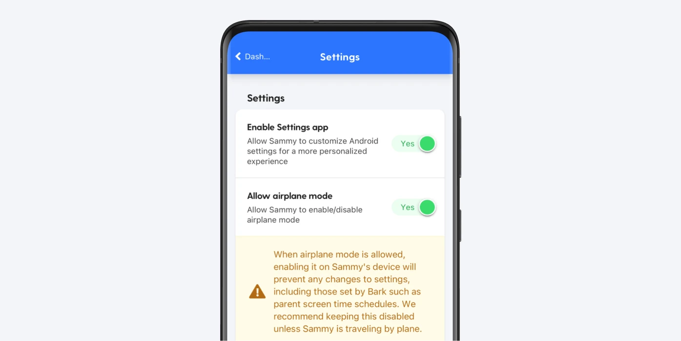 Allow or Block Airplane Mode | Bark