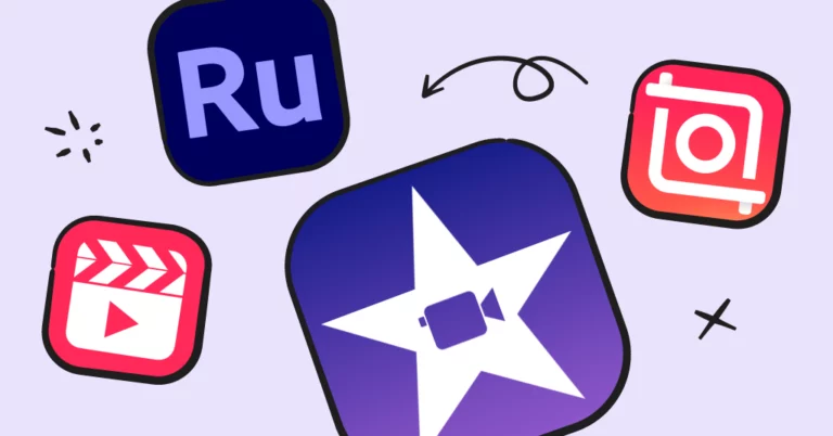video editing app logos, purple background