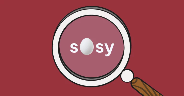 illustrated magnifying glass with the word "seggsy" in it