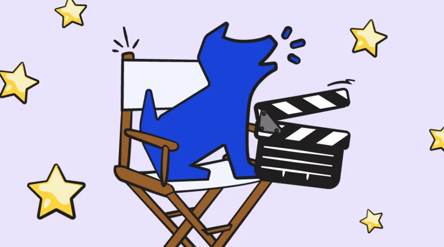 bark logo in a director's chair with a clapperboard