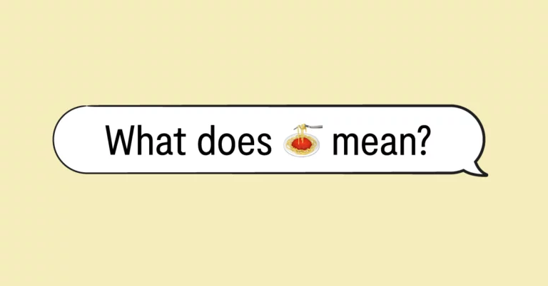 "What does the spaghetti emoji mean" in a speech bubble