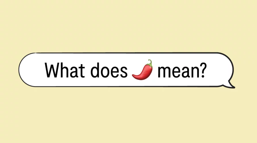 "What does the red pepper emoji mean?" in a speech bubble