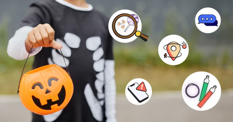 kid holding halloween candy basket