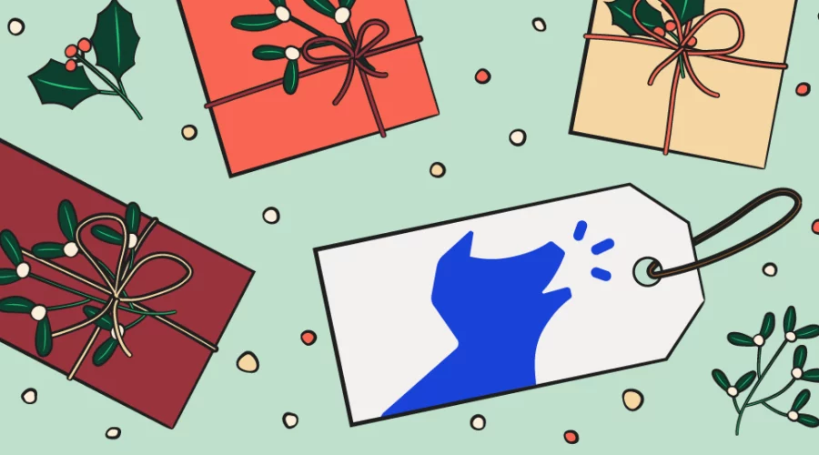 bark logo surrounded by holiday gift illustrations