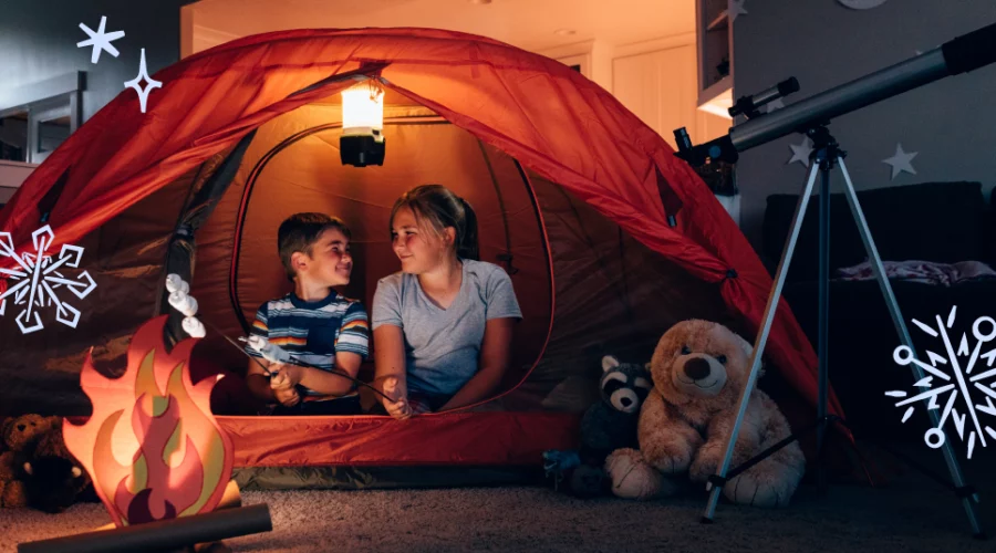 kids camping indoors