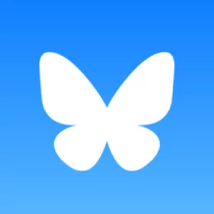 White butterfly silhouette over bright blue background