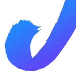 The letter J made by a blue paint swipe going off the screen in the upper right corner.