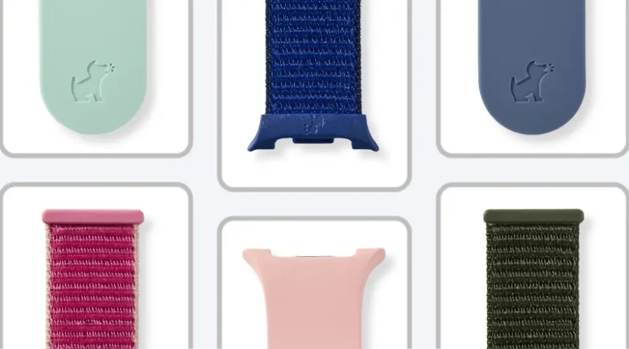 Bark Watch bands in mint, navy, blue, pink, and green silicone and fabric options