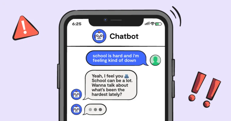 illustrated text message with chat bot