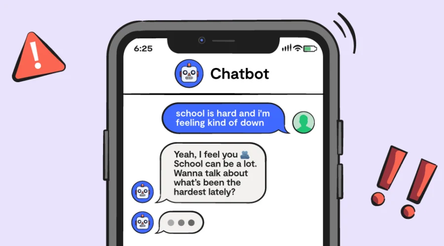 illustrated text message with chat bot
