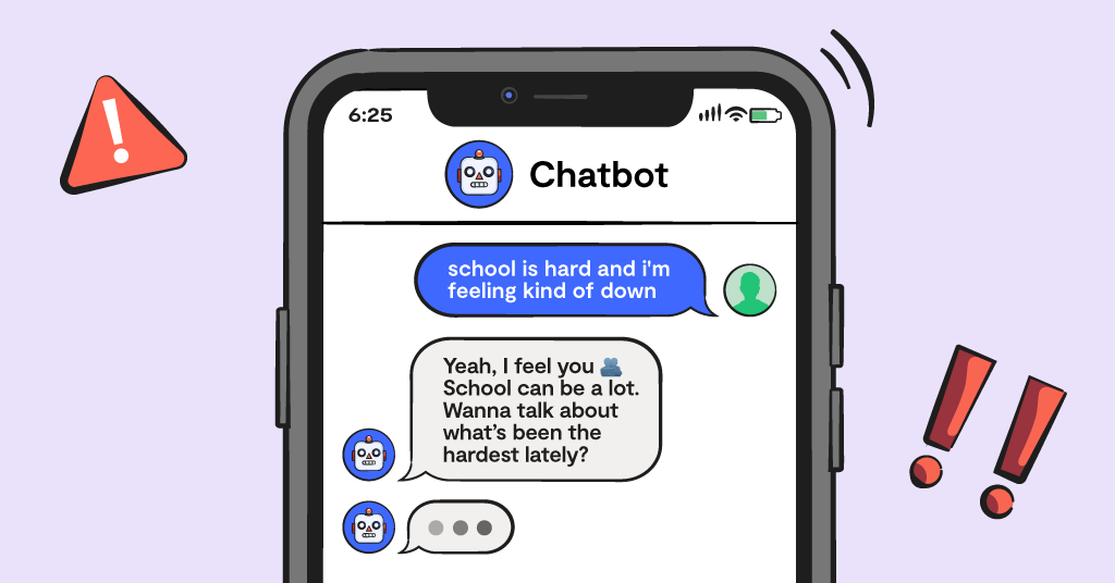 illustrated text message with chat bot