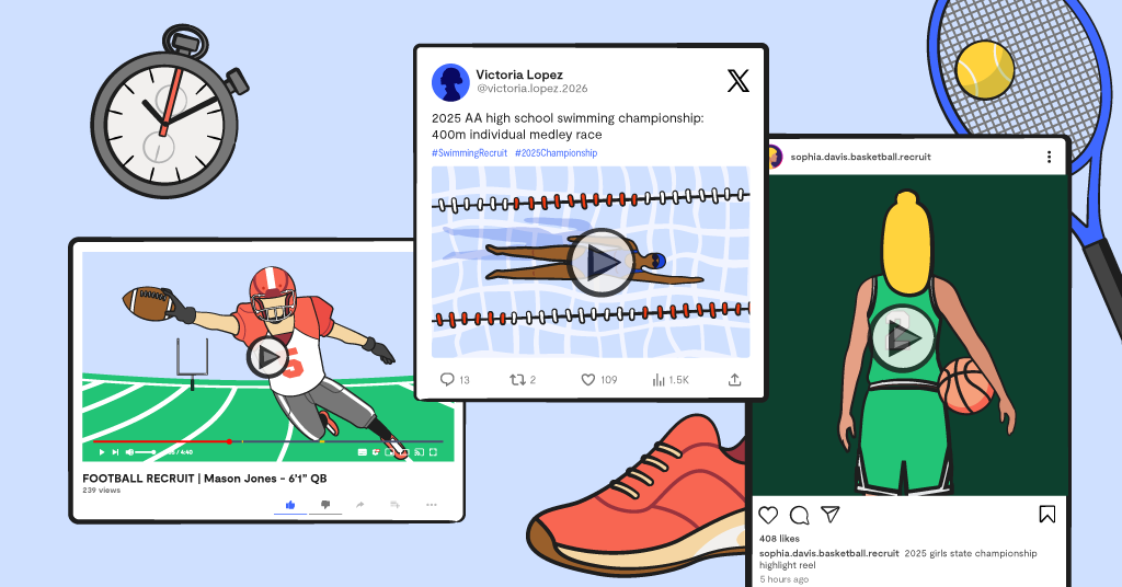 illustrated social media profiles for athletes