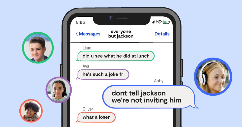 group chat messages depicting bullying