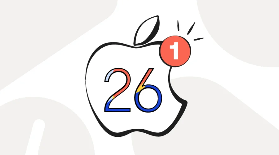 apple logo with a colorful 26 in the center