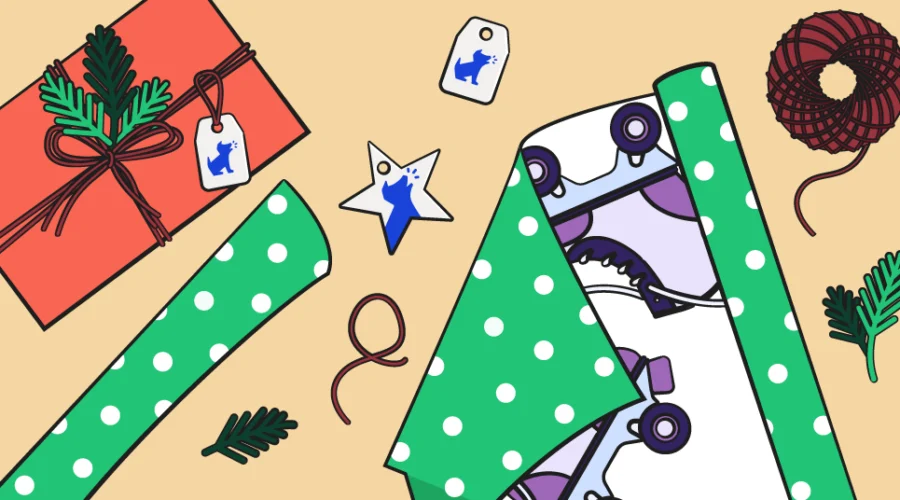 illustrated gift warpping and presents