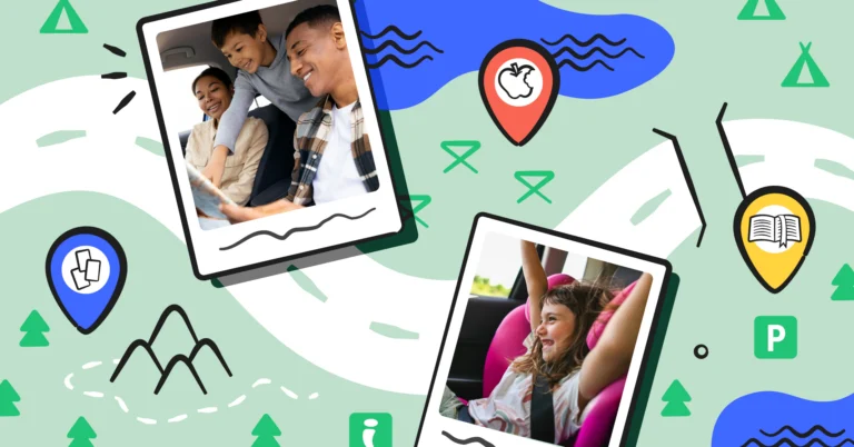 illustrated road map with pics of families