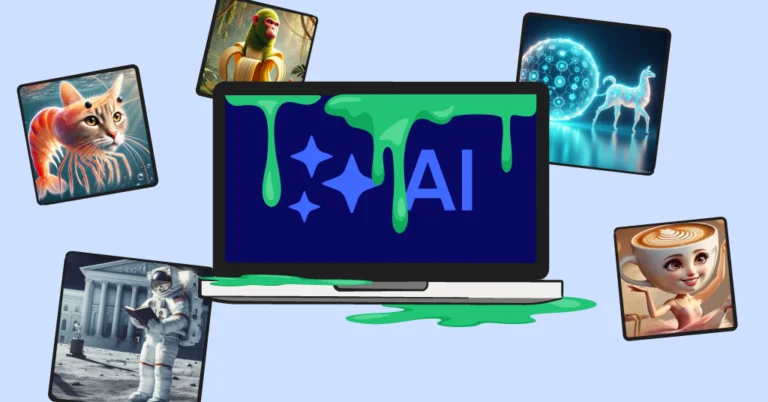 computer with AI on the screen and green goo on it