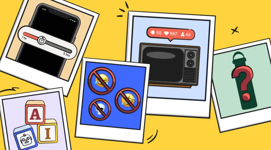 5 polaroid graphics, each containing a visual representation of 2026 tech predictions.