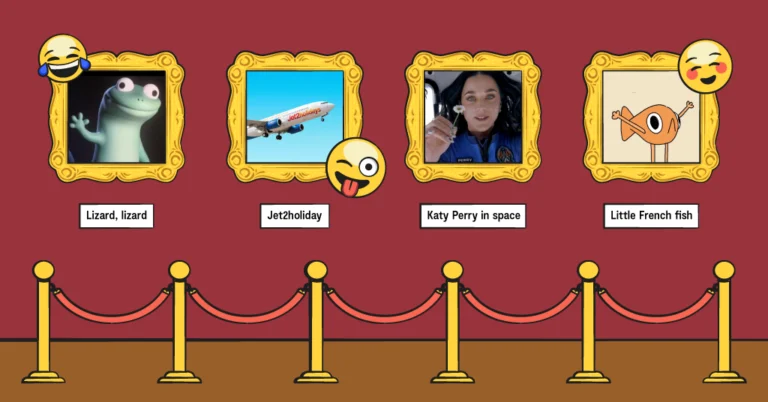 illustrated museum with pictures of 2025 memes