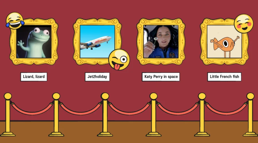 illustrated museum with pictures of 2025 memes