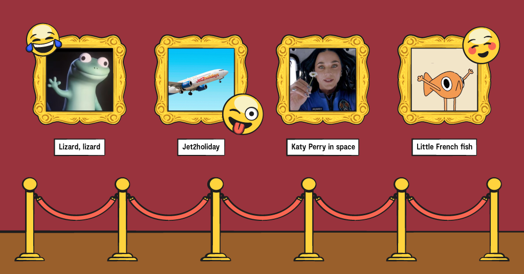 illustrated museum with pictures of 2025 memes