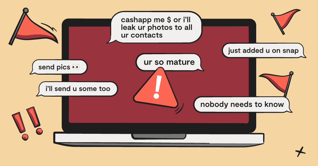 computer with red flag messages