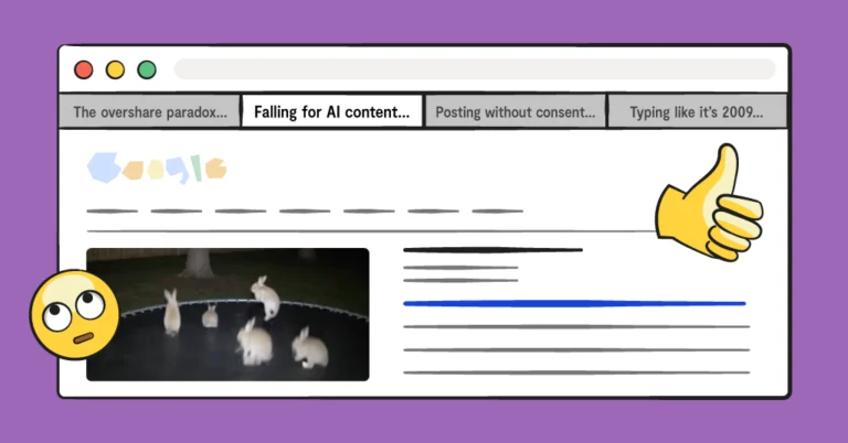 what appears to be a social media feed, featuring AI rabbits jumping on a trampoline.