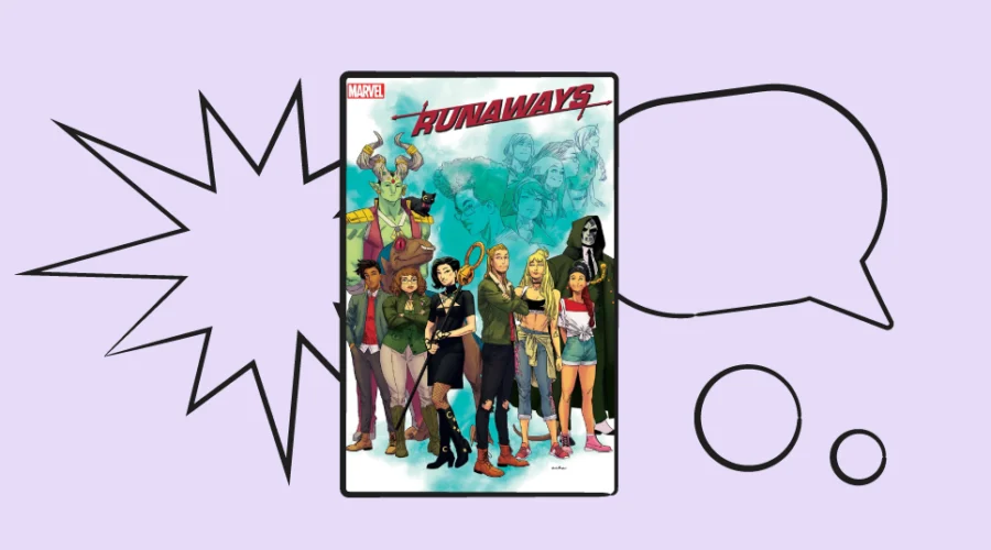 comic book cover of marvel runaways
