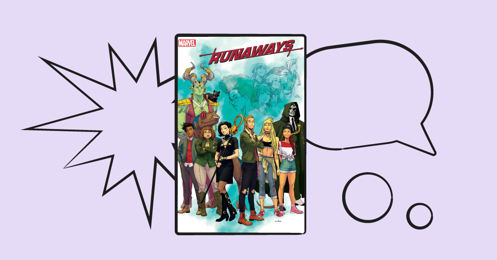comic book cover of marvel runaways