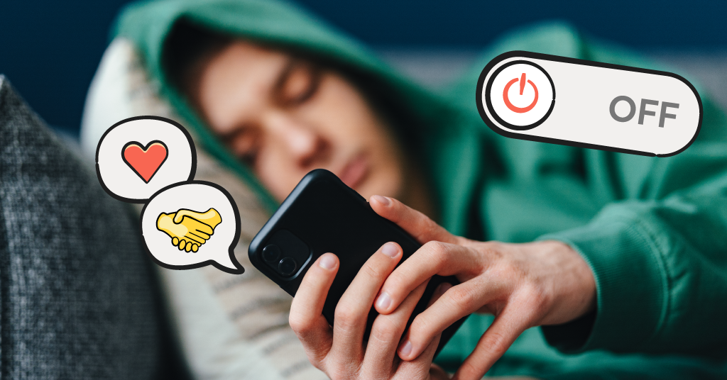 teen in bed on smartphone