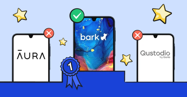 bark on pedestal, aura and qustodio on lower pedestal