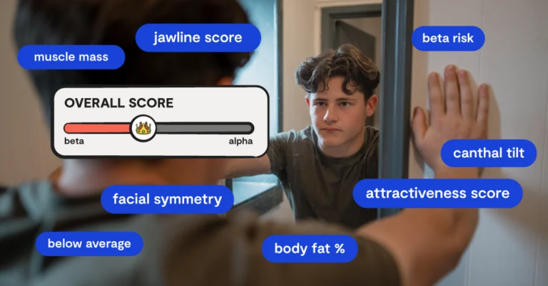 teen boy looking in a mirror