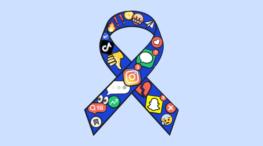 ribbon with social media icons in it
