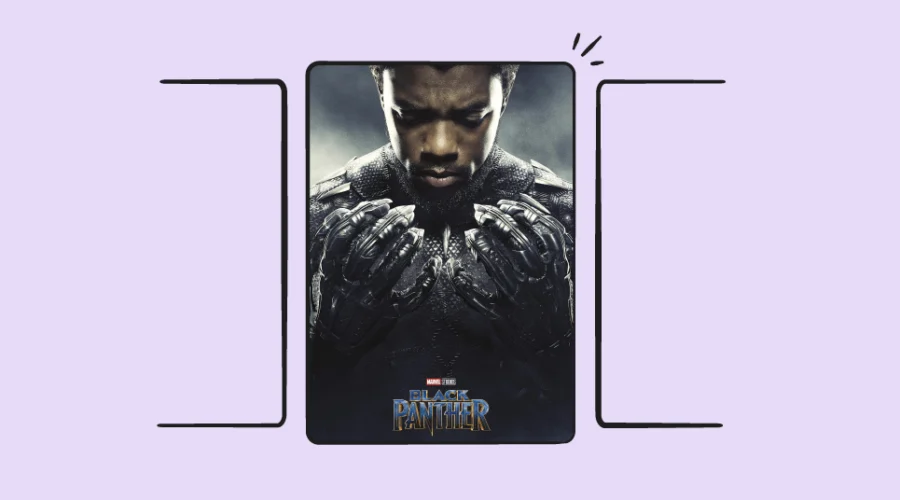 Black Panther movie poster framed in a phone outline for Bark's content review