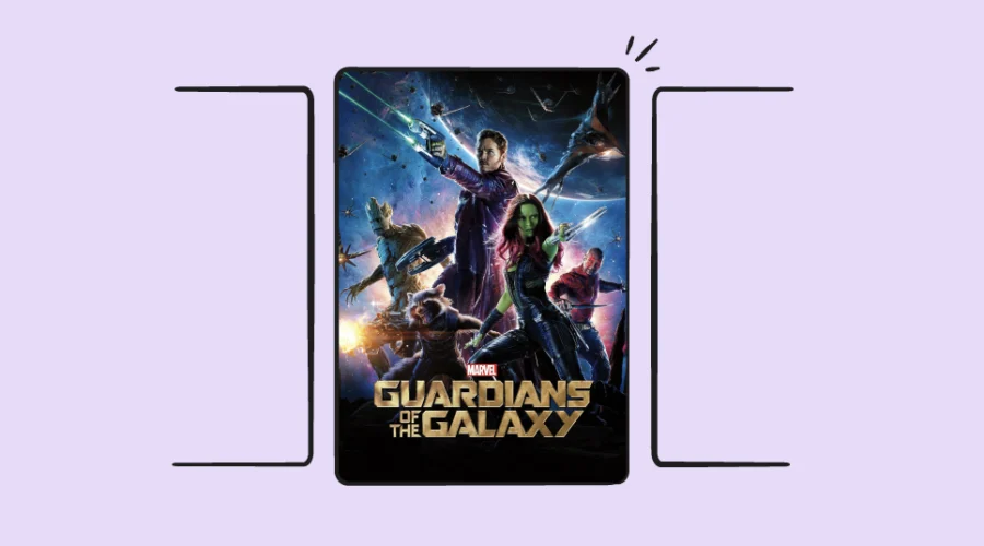 Guardians of the Galaxy movie poster framed in a phone outline for Bark's content review