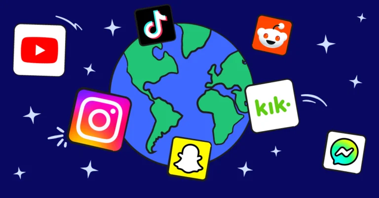 globe with social media icons around it