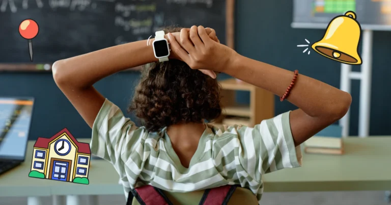 kid at school with a smart watch