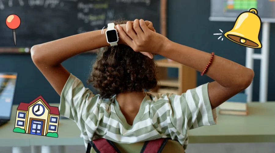 kid at school with a smart watch