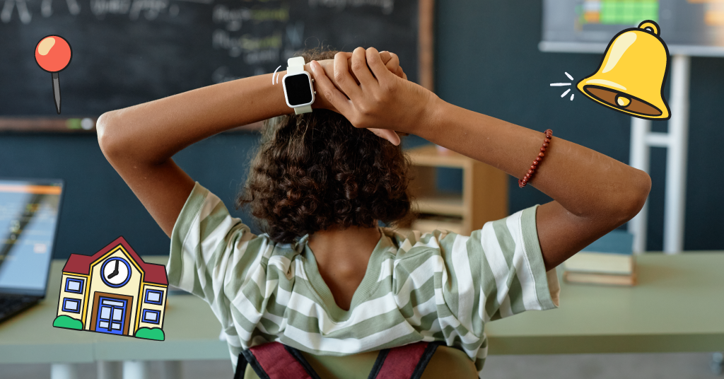 kid at school with a smart watch