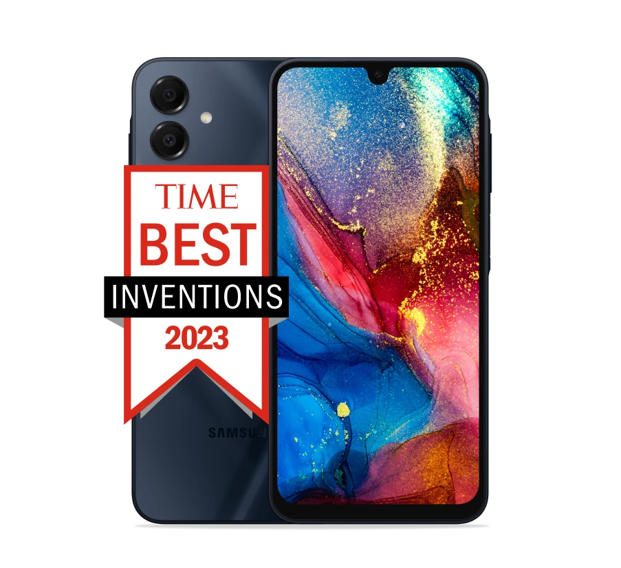 Front and back of the Bark Phone with a TIME Best Inventions 2023 badge