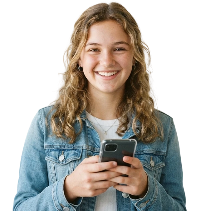 A girl using the Bark parental control app on an iPhone