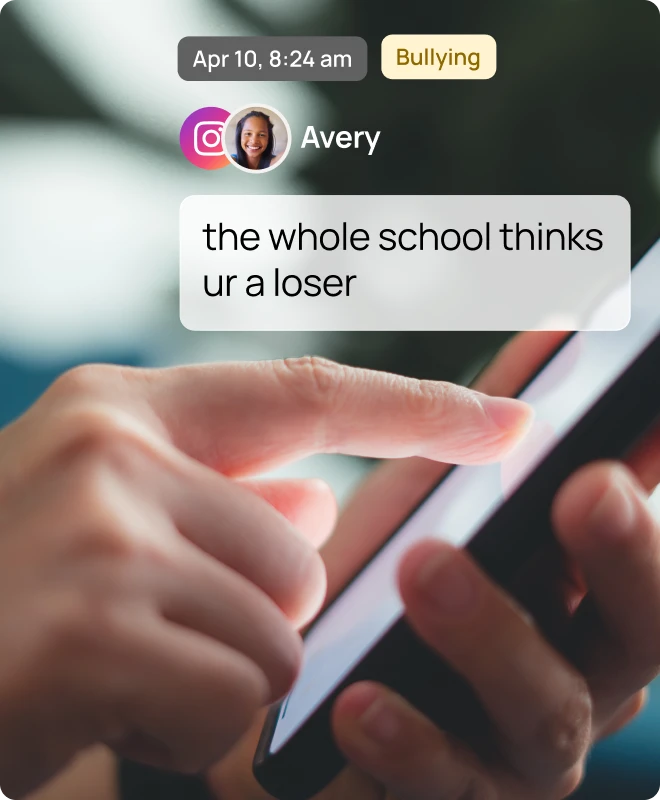 The Bark app showing a child&rsquo;s alerts