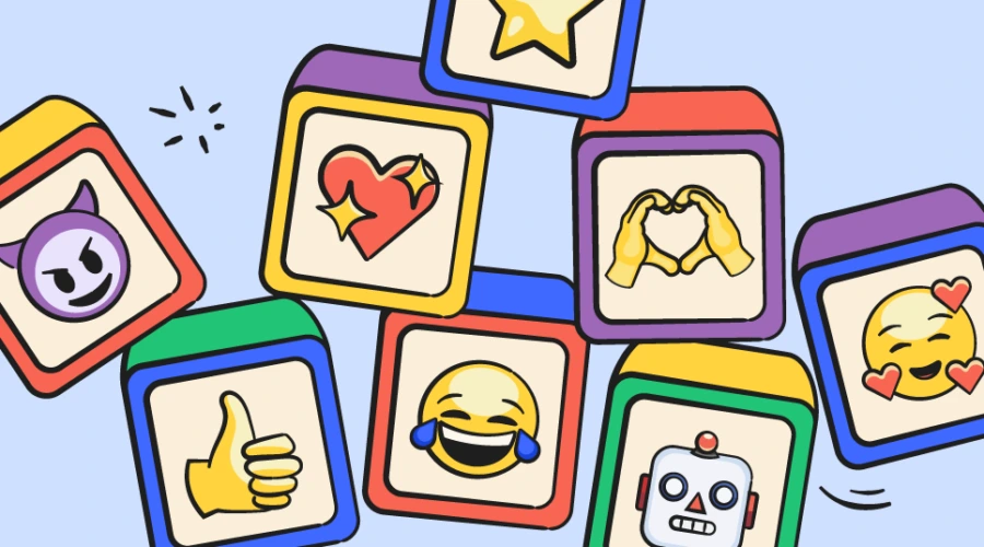 building blocks with emojis