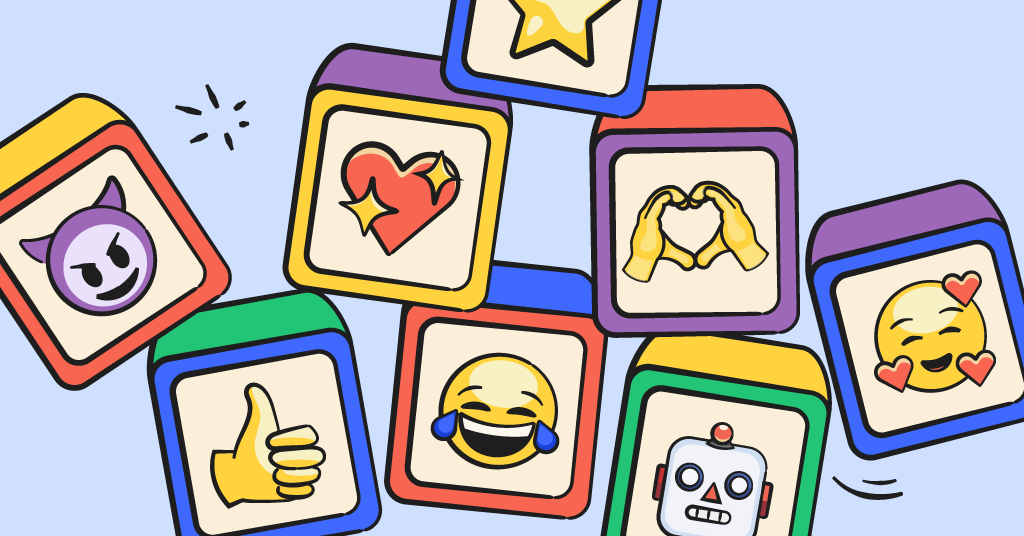 building blocks with emojis