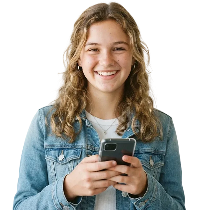 A girl using the Bark parental control app on an iPhone