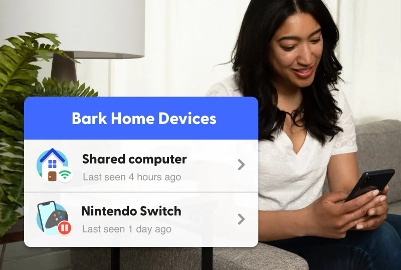 Mom using the Bark app to manage Bark Home devices